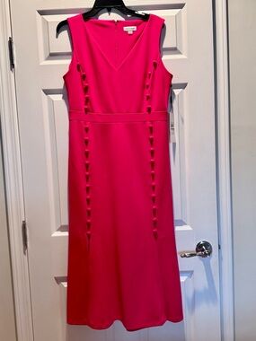 Calvin Klein Hot Pink Sleeveless Sheath Midi Dress